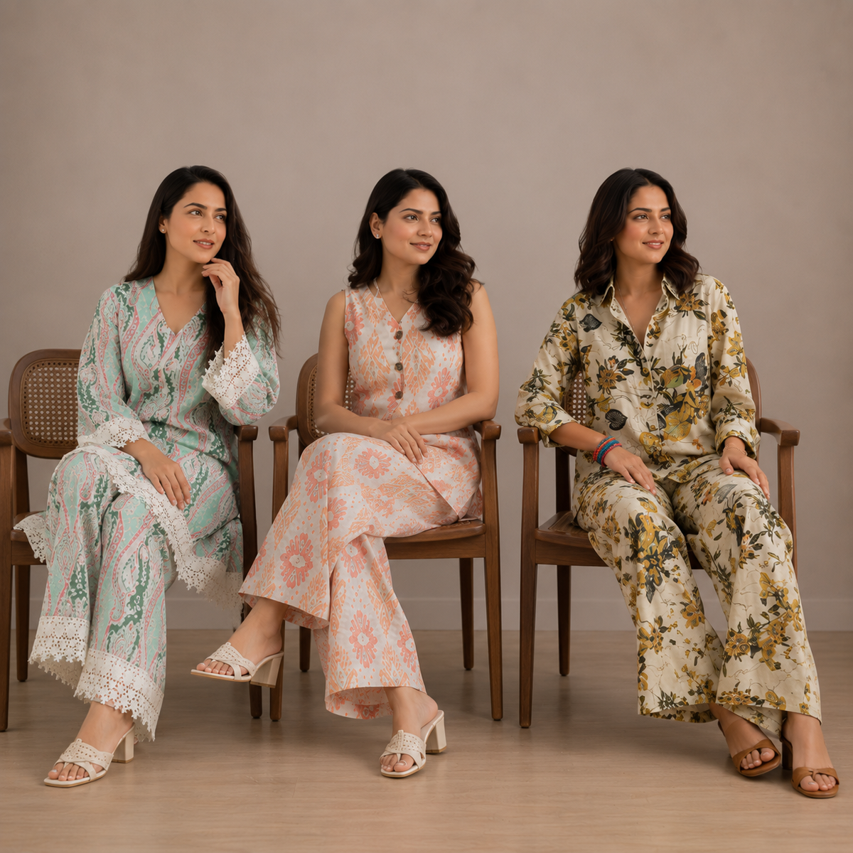 Printed Co-Ord | Pack of 3 | Casual Ethnic Fusion Wear | CC-011