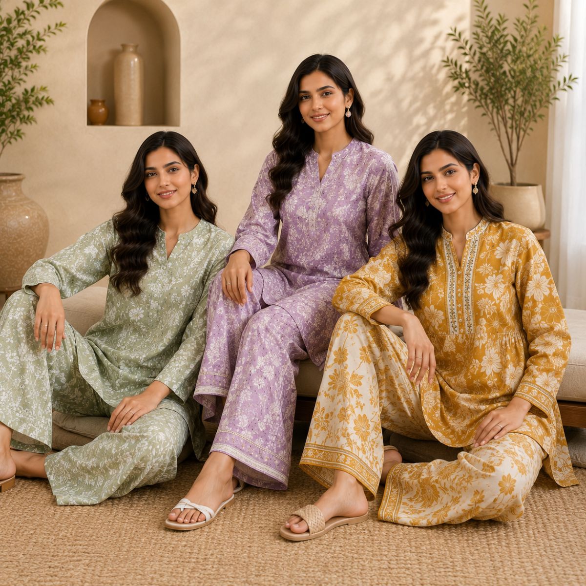 Printed Co-Ord | Pack of 3 | Casual Ethnic Fusion Wear | CC-017