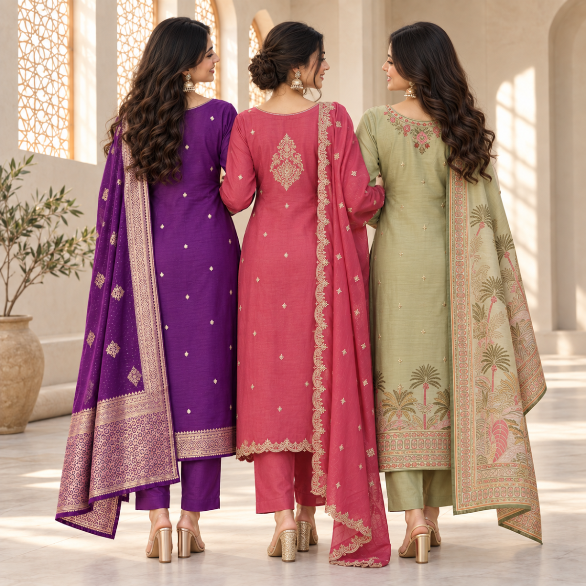 3 Women’s Ethnic Kurta Set With Dupatta | K-1