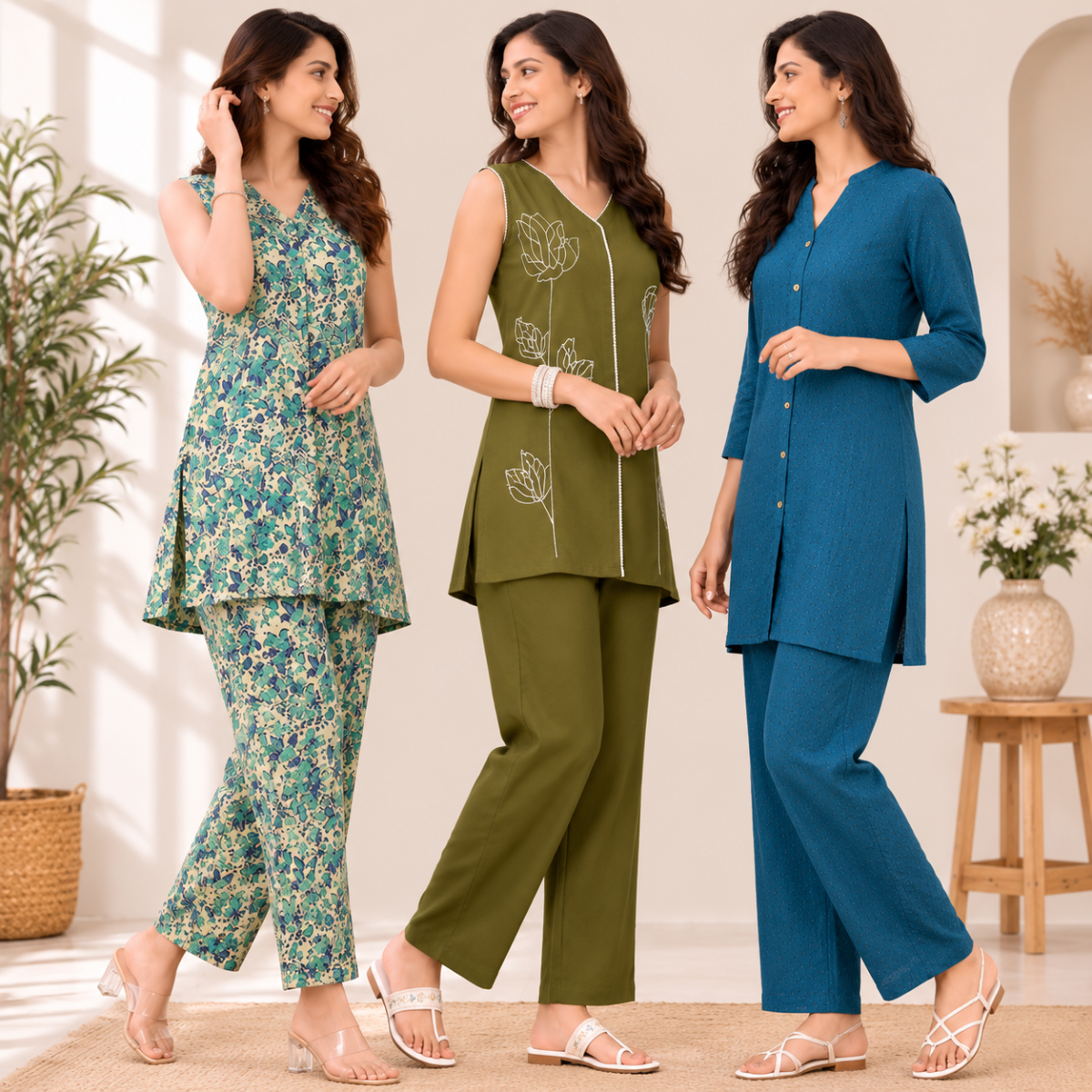 3 Women's Cotton Co-Ord Set ( C2 )