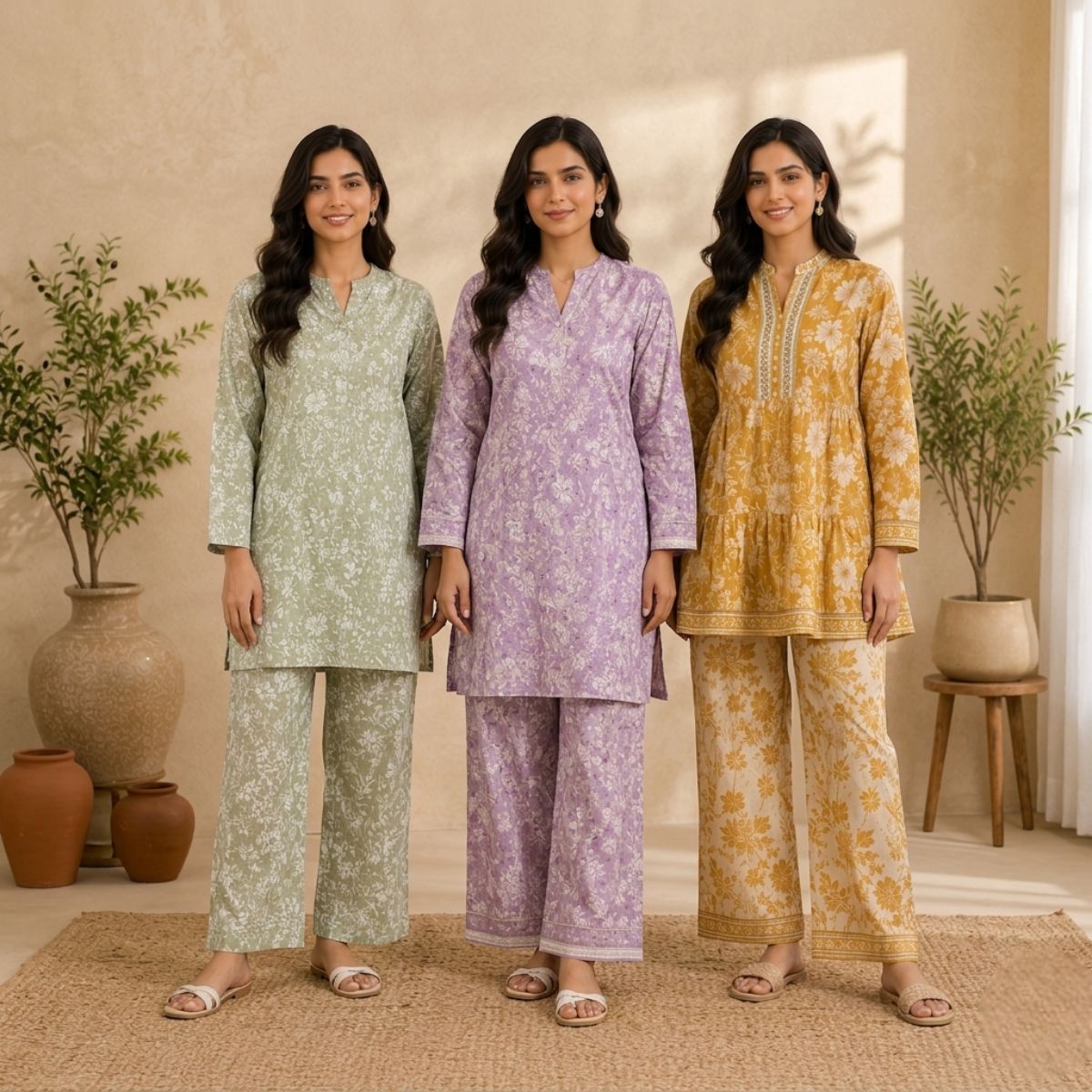 Printed Co-Ord | Pack of 3 | Casual Ethnic Fusion Wear | CC-017