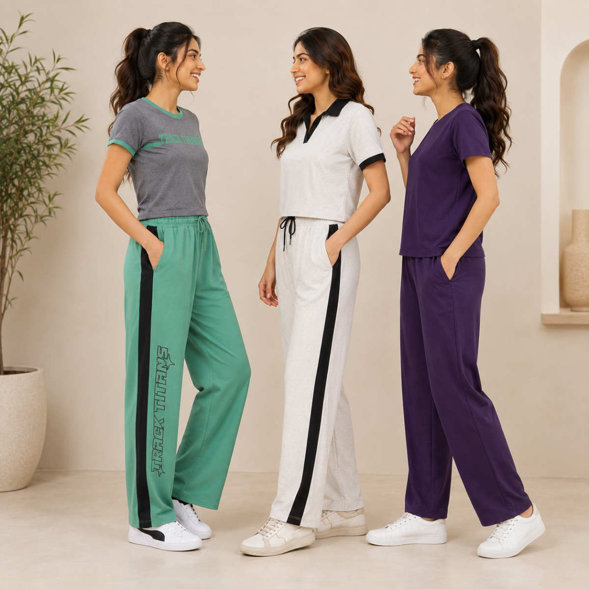 Women's Casual T-Shirt with Trouser Set ( T-2 )