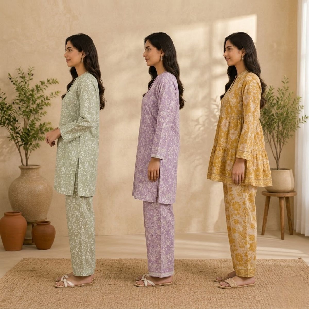 Printed Co-Ord | Pack of 3 | Casual Ethnic Fusion Wear | CC-017