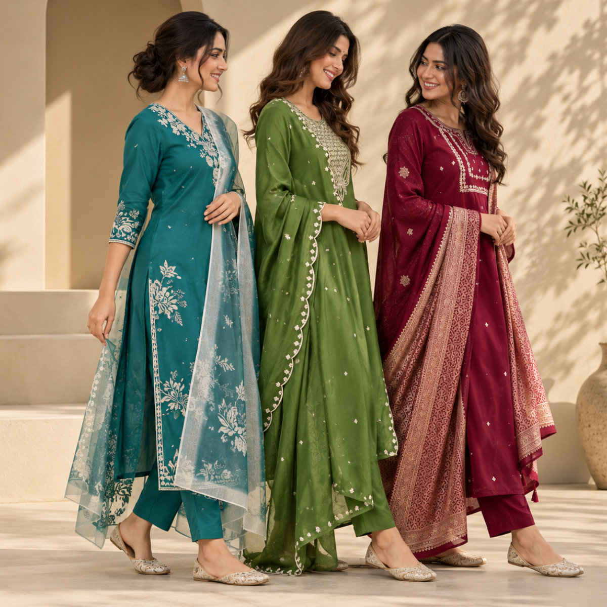 3 Women’s Stylish Kurta Set With Dupatta | KS-2