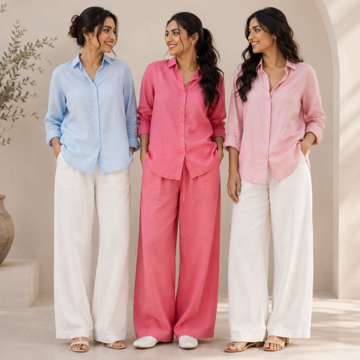 3 Linen Outfit Sets for Women ( L-3 )