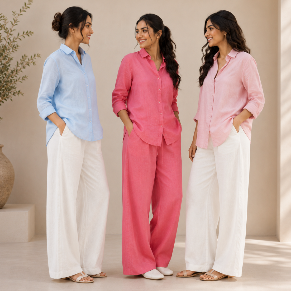 3 Linen Outfit Sets for Women ( L-3 )