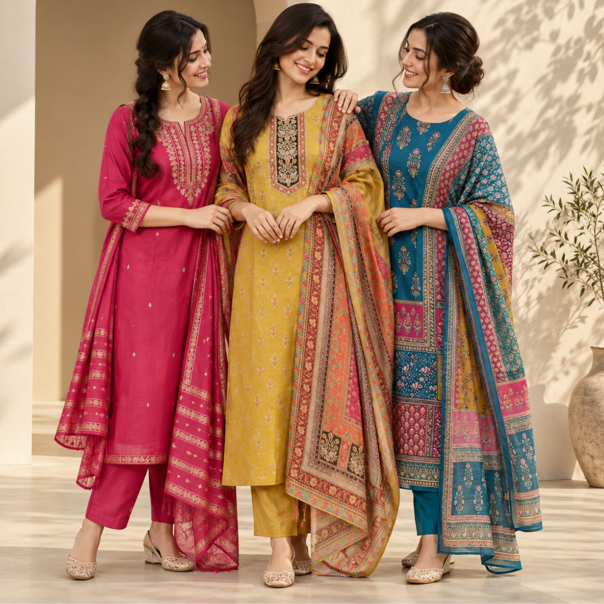 3 Women’s Stylish Kurta Set With Dupatta | KS-3