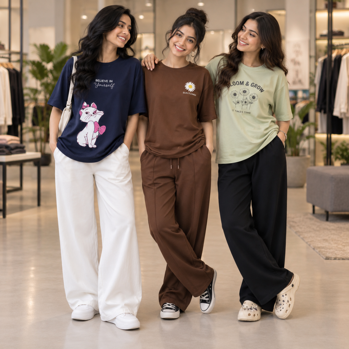 3 Women’s Casual T-Shirt With Trouser  ( T3 )