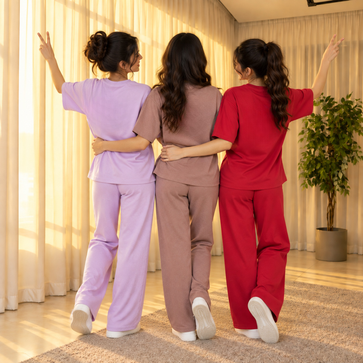 3 Women's Casual T-Shirt with Trouser Set | T-3
